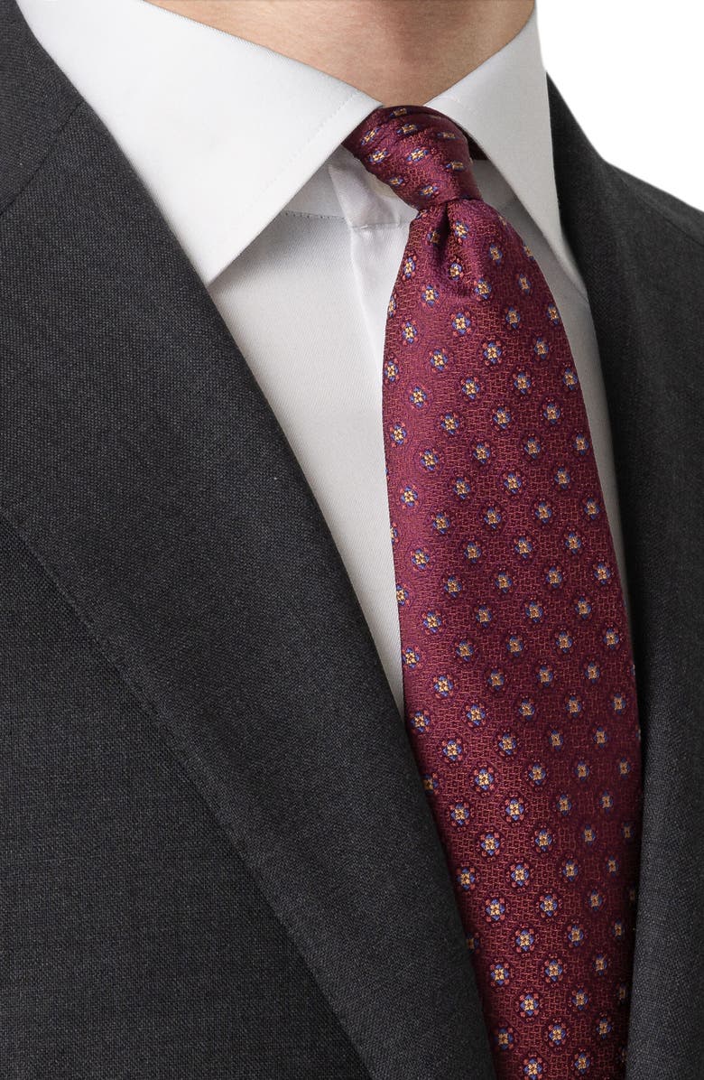 Eton Medallion Silk Tie, Alternate, color, Medium Red