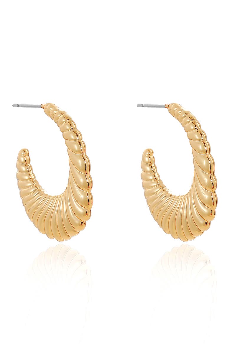 Ribbed Hoop Earrings, Alternate, color, GOLD