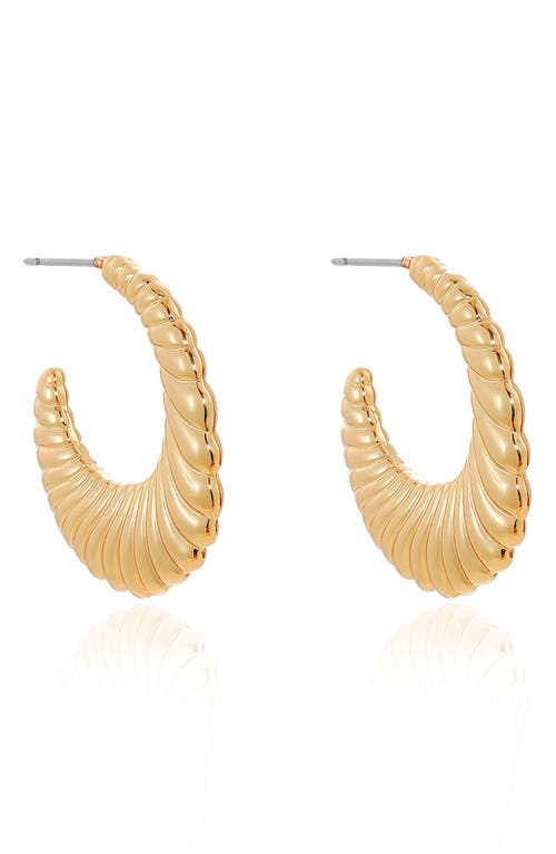 Ettika Ribbed Hoop Earrings In Gold
