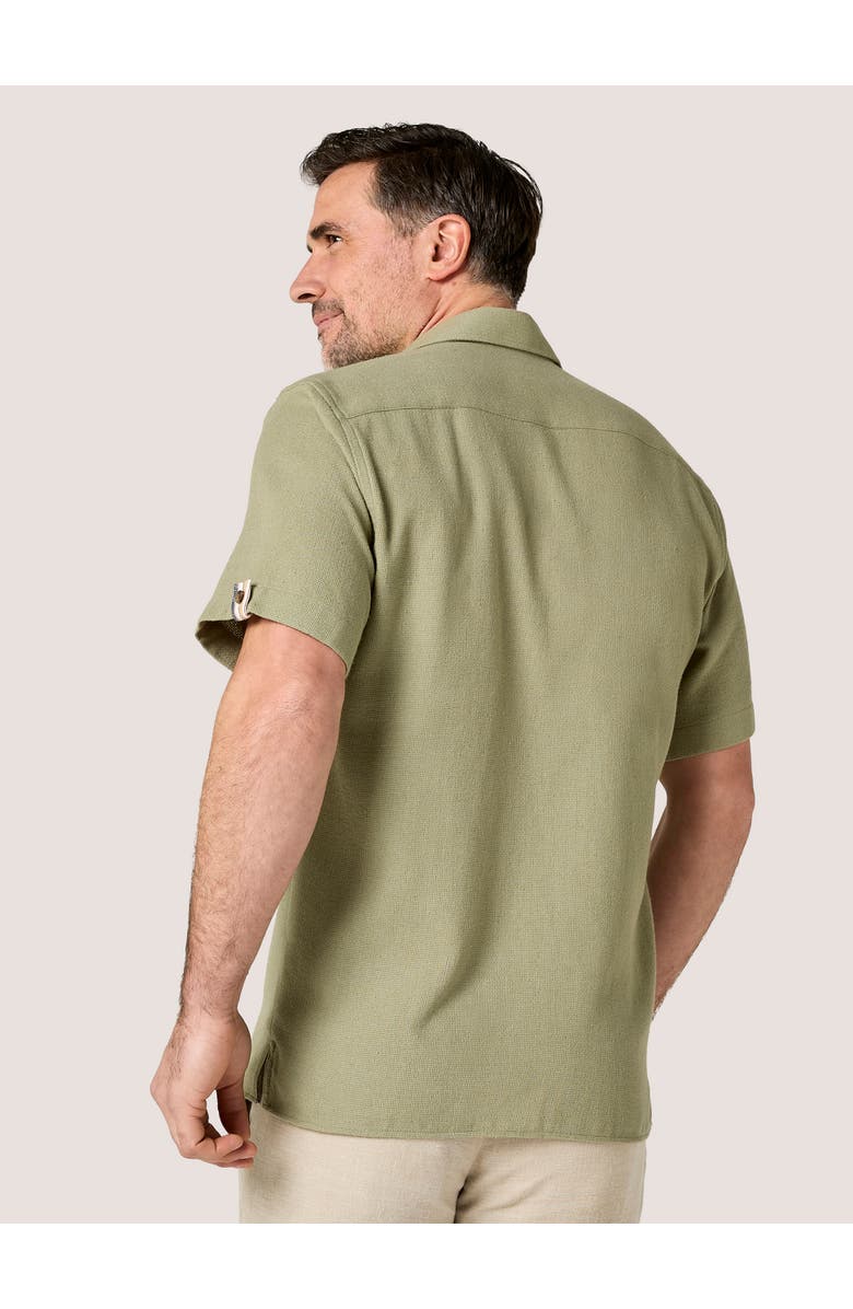 Koy Clothing Cotton Short Sleeve Sack Weave Shirt, Alternate, color, Olive