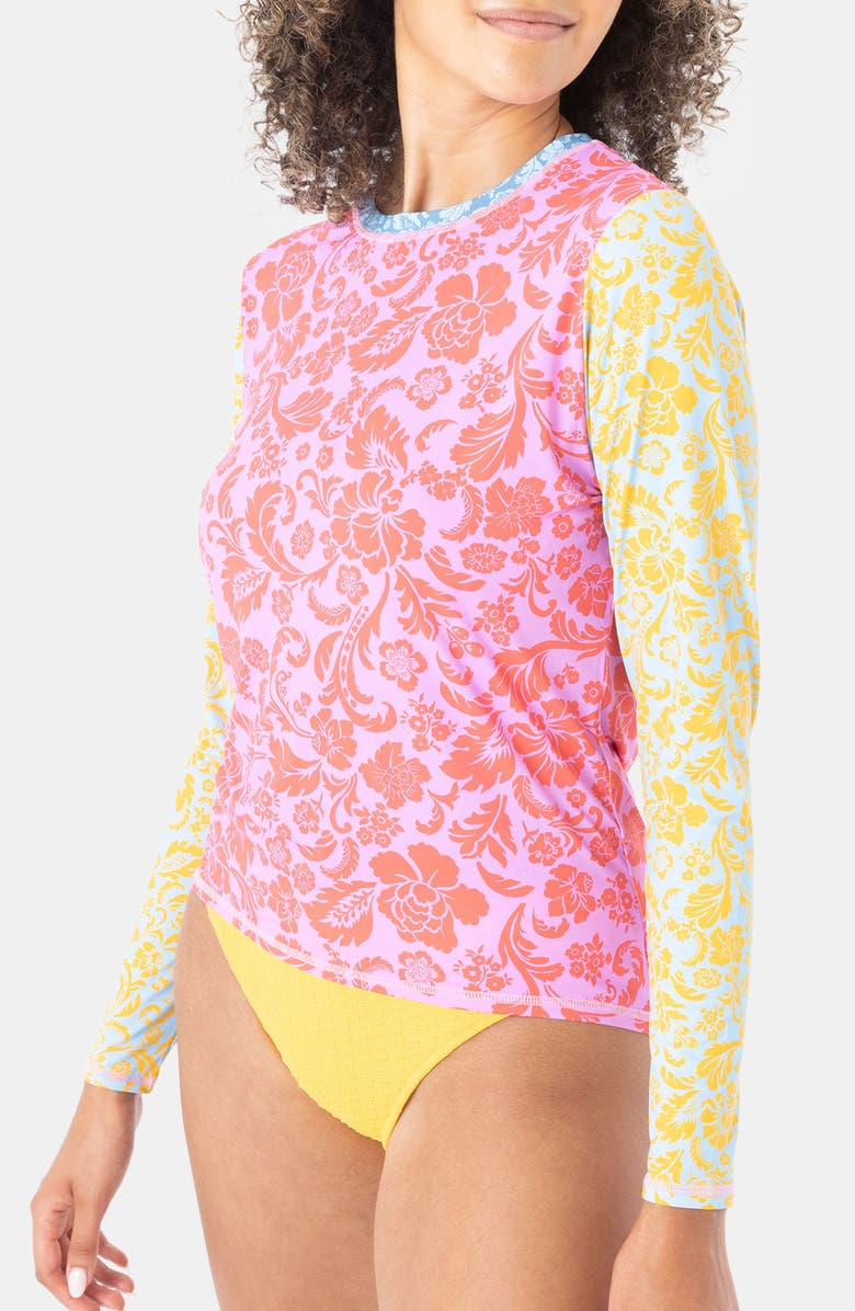 Roxy Tapestry Patchwork Cover-Up Shirt, Alternate, color, Pink Multi