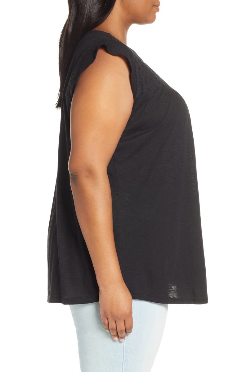 Caslon<sup>®</sup> Eyelet Detail Baby Doll Top, Alternate, color, 