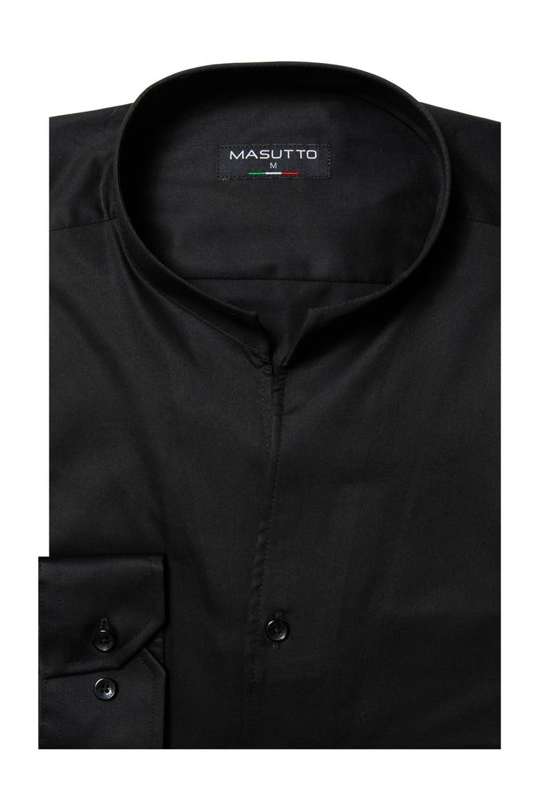 Tonali tulip stand up collar long sleeve shirt, Alternate, color, Black