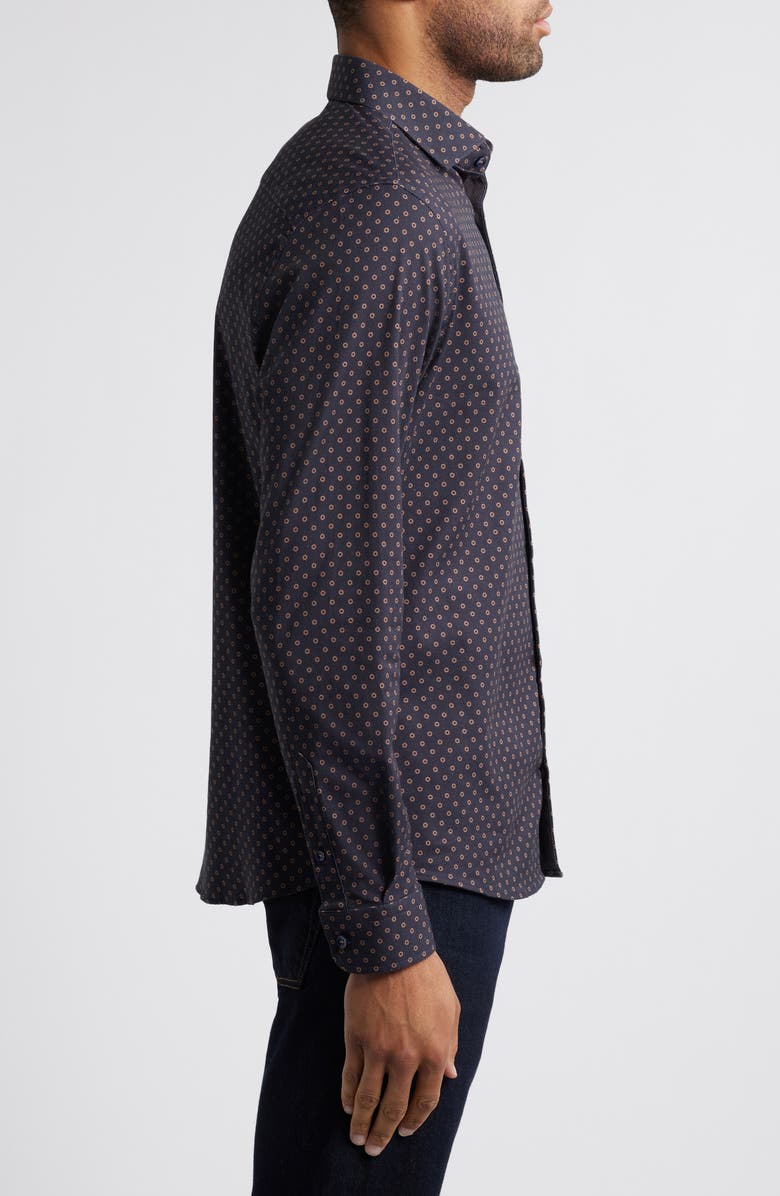 Stone Rose Modern Dot Print Button-Up Shirt, Alternate, color, 