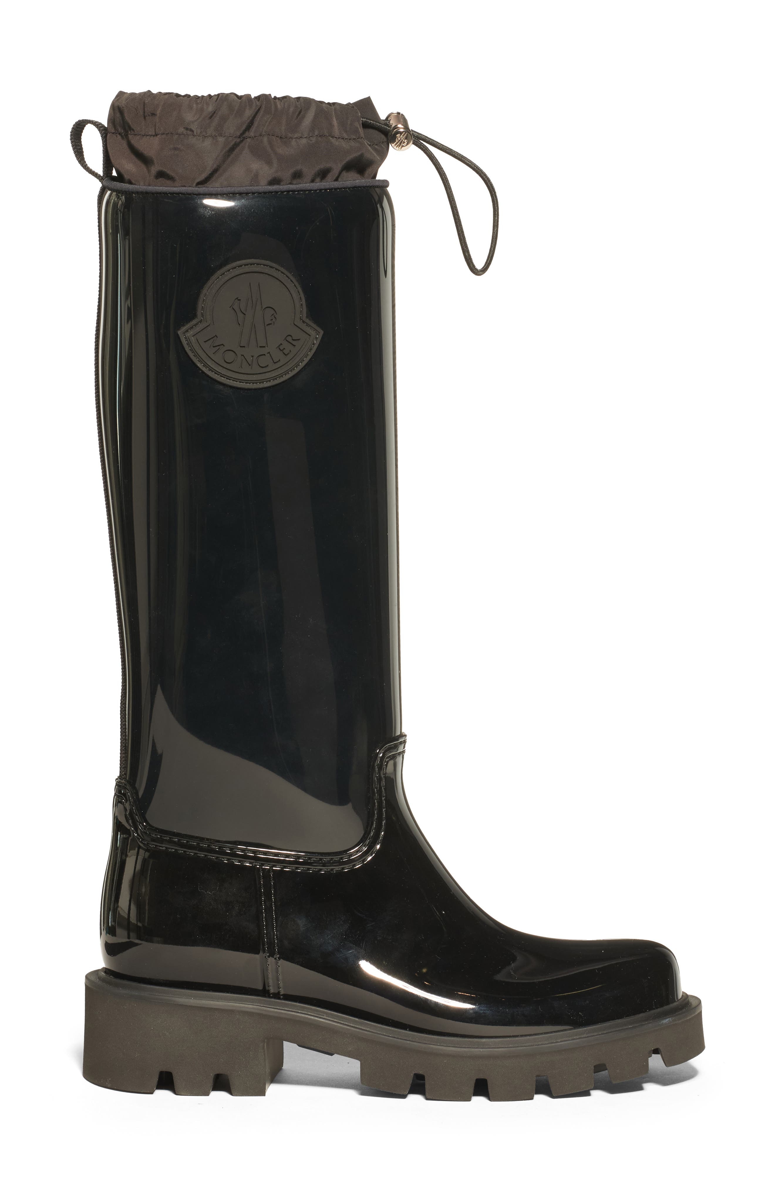 Moncler Kickstream Waterproof Knee High Rain Boot, Alternate, color, Black