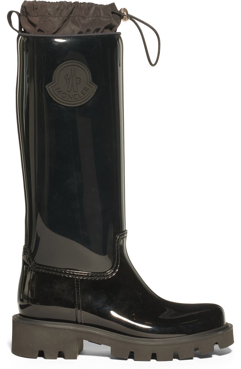 Moncler Kickstream Waterproof Knee High Rain Boot, Alternate, color, Black