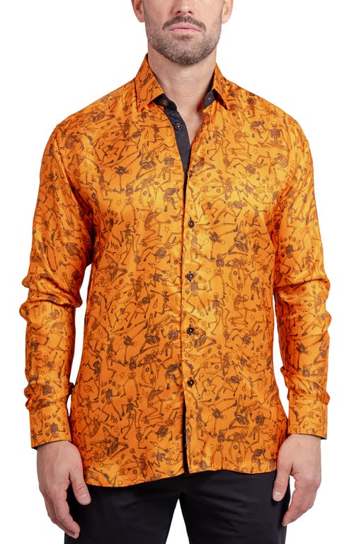 Maceoo Fibonacci Ascension Contemporary Fit Button-up Shirt In Orange