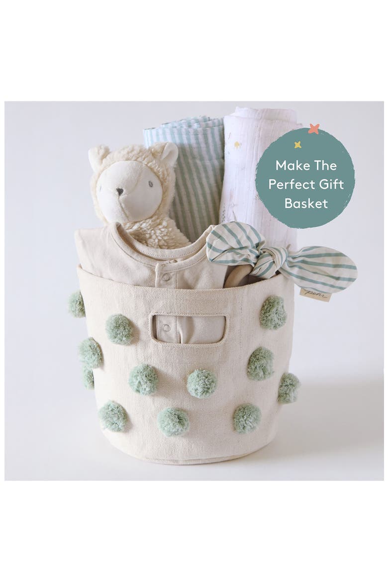 Pompom Canvas Basket Pint, Alternate, color, PINK