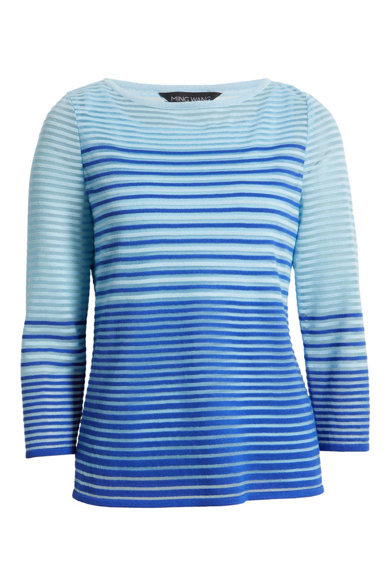 Stripe Sheer Knit Tunic, Alternate, color, SAPPHIRE SEA/ DAWN