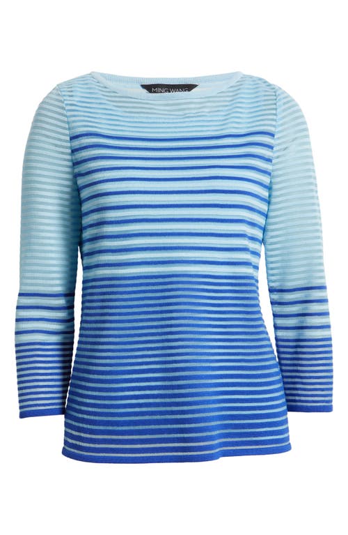 MING WANG MING WANG STRIPE SHEER KNIT TUNIC