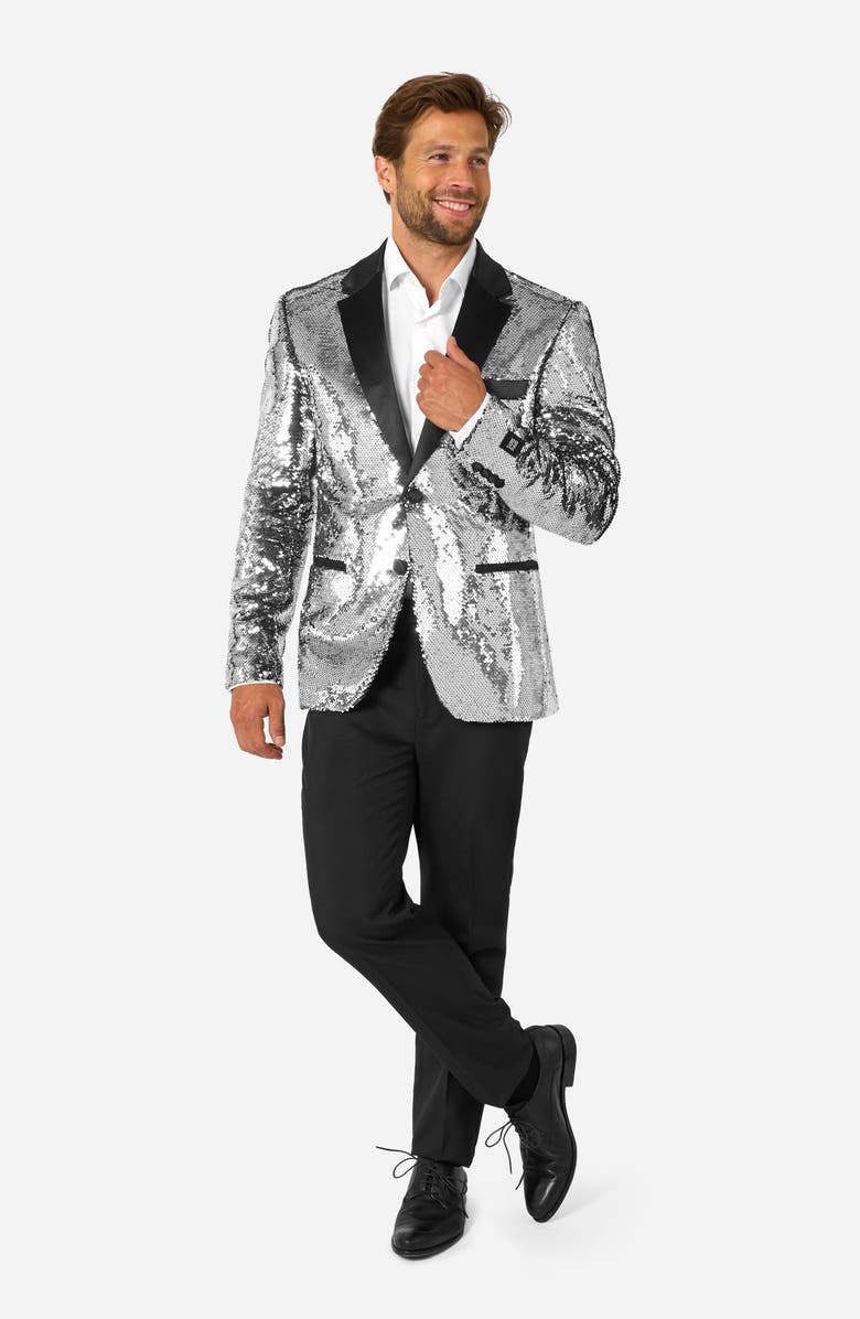 OppoSuits Shiny Silver Sequin Dinner Jacket, Alternate, color, Silver