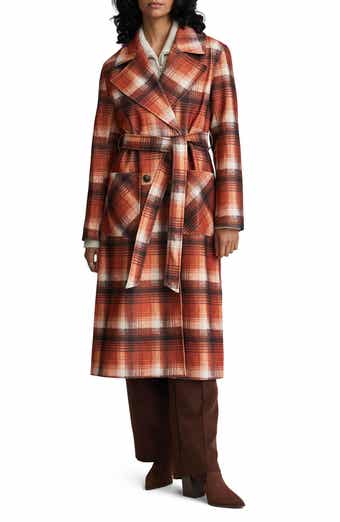 NVLT Plaid Belted Double Breasted Trench Coat
