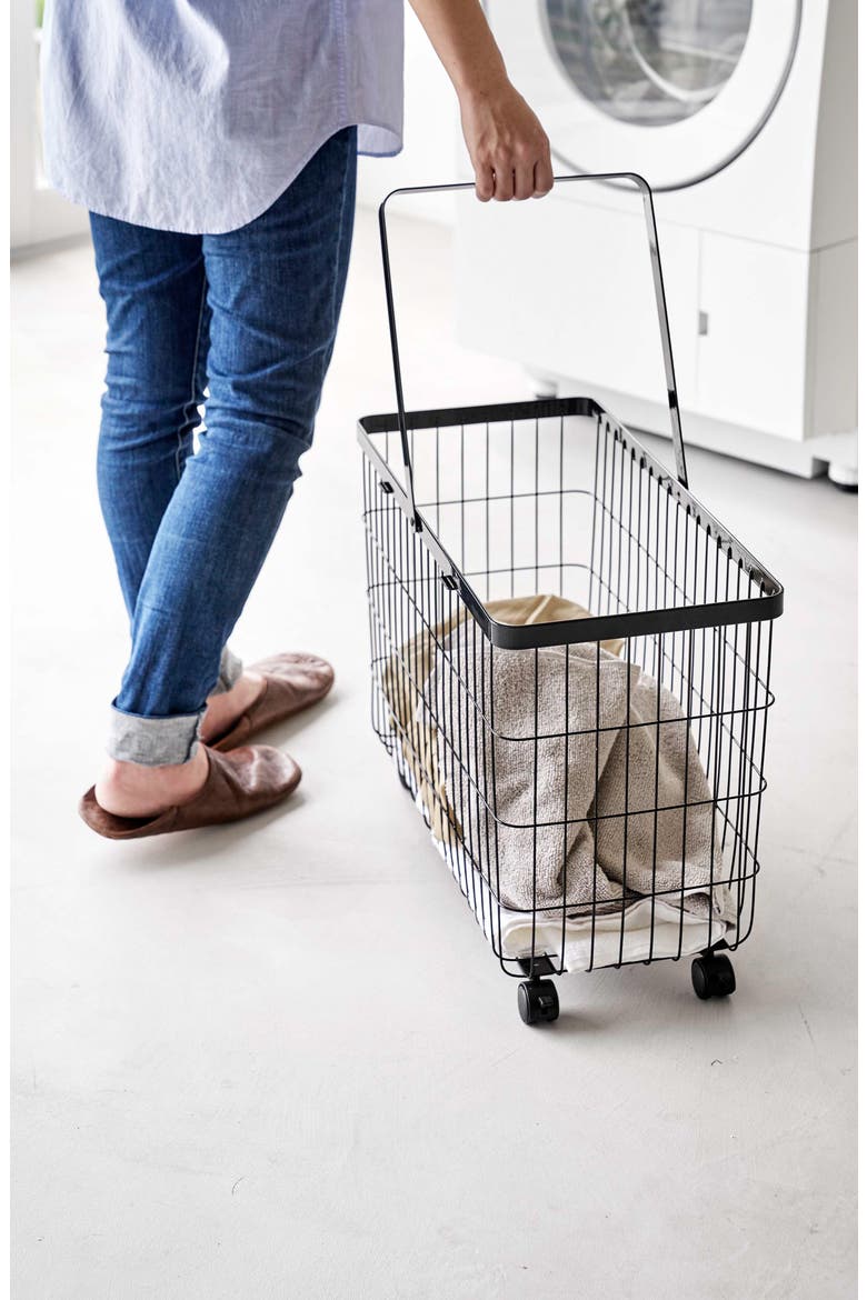Rolling Laundry Basket, Alternate, color, BLACK
