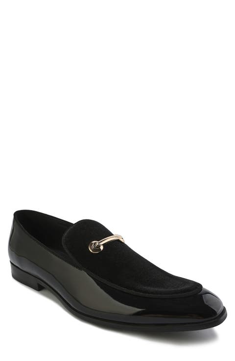 Velvet & Patent Leather Bit Loafer (Men)