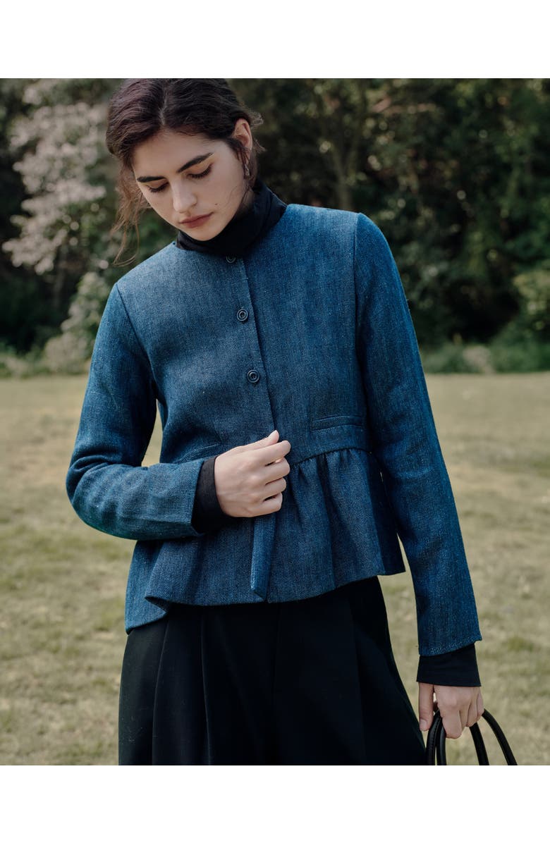 JUANA Denim Atelier Peplum Jacket, Alternate, color, Denim