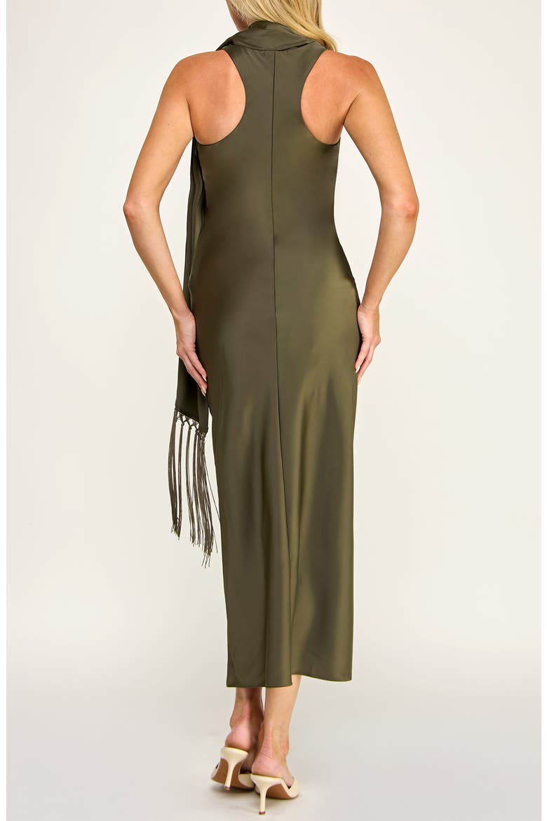 Sash Detail Satin Maxi Dress, Alternate, color, OLIVE