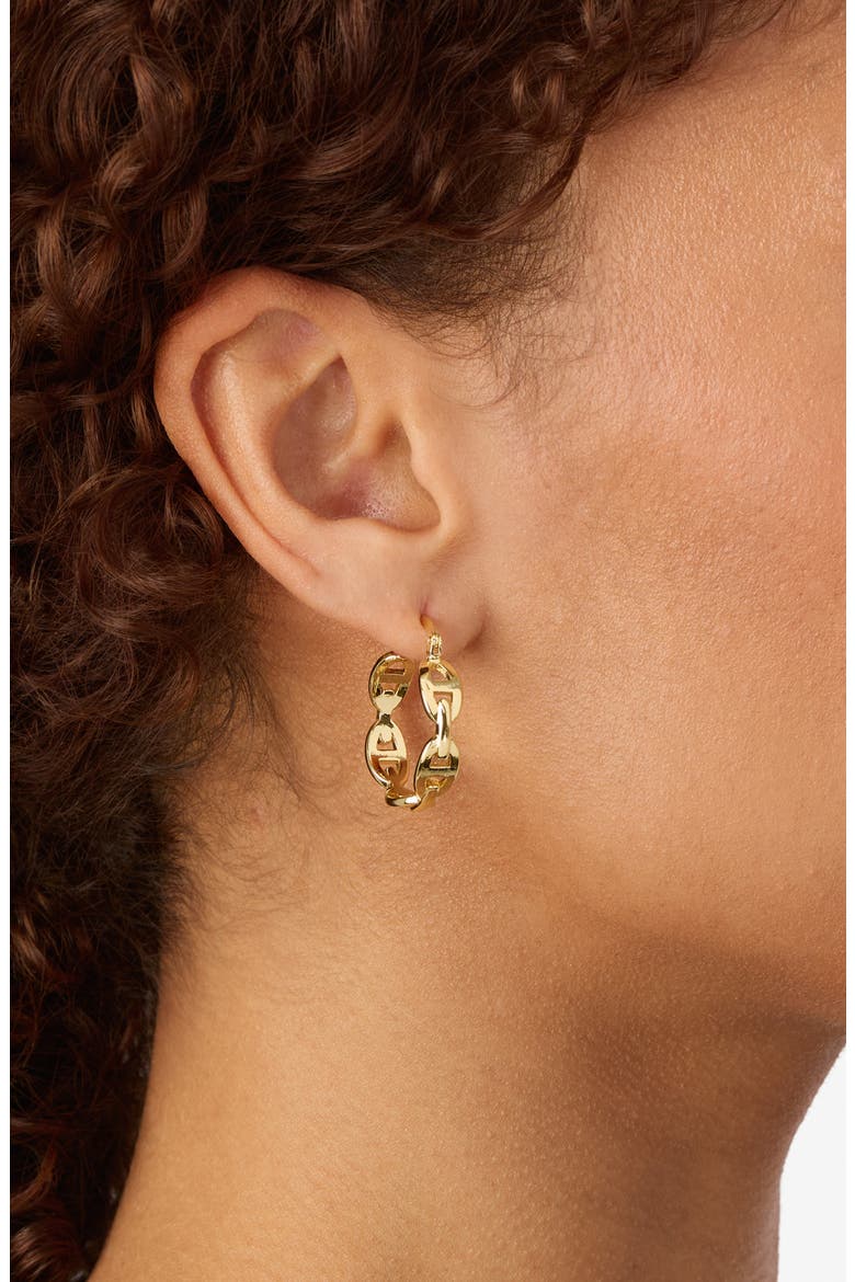 Mariner Link Hoop Earrings, Alternate, color, GOLD