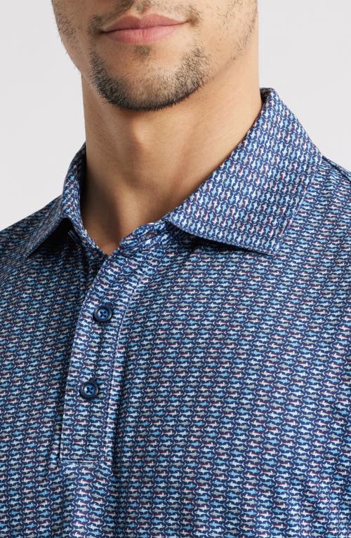 Johnston & Murphy Xc4® + Cool Degree™ Mini Martini Print Performance Golf Polo In Navy Multi
