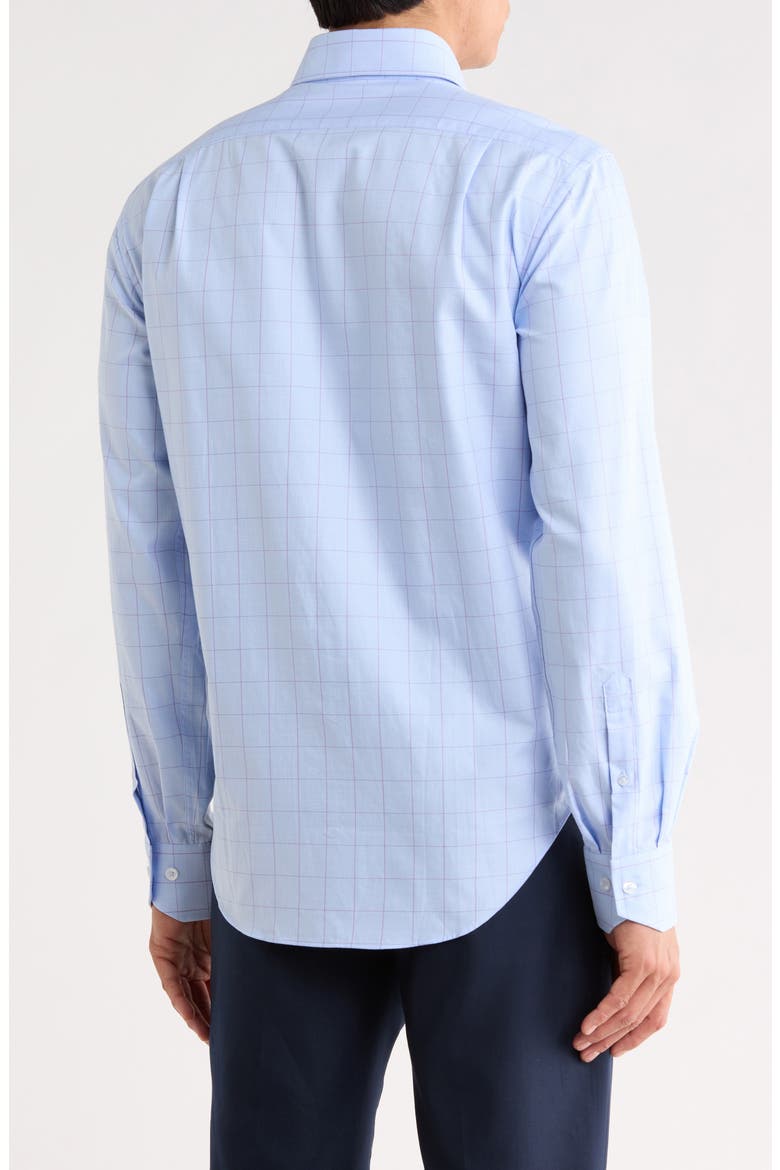 Trim Fit Textured Windowpane Dress Shirt, Alternate, color, LIGHT BLUE