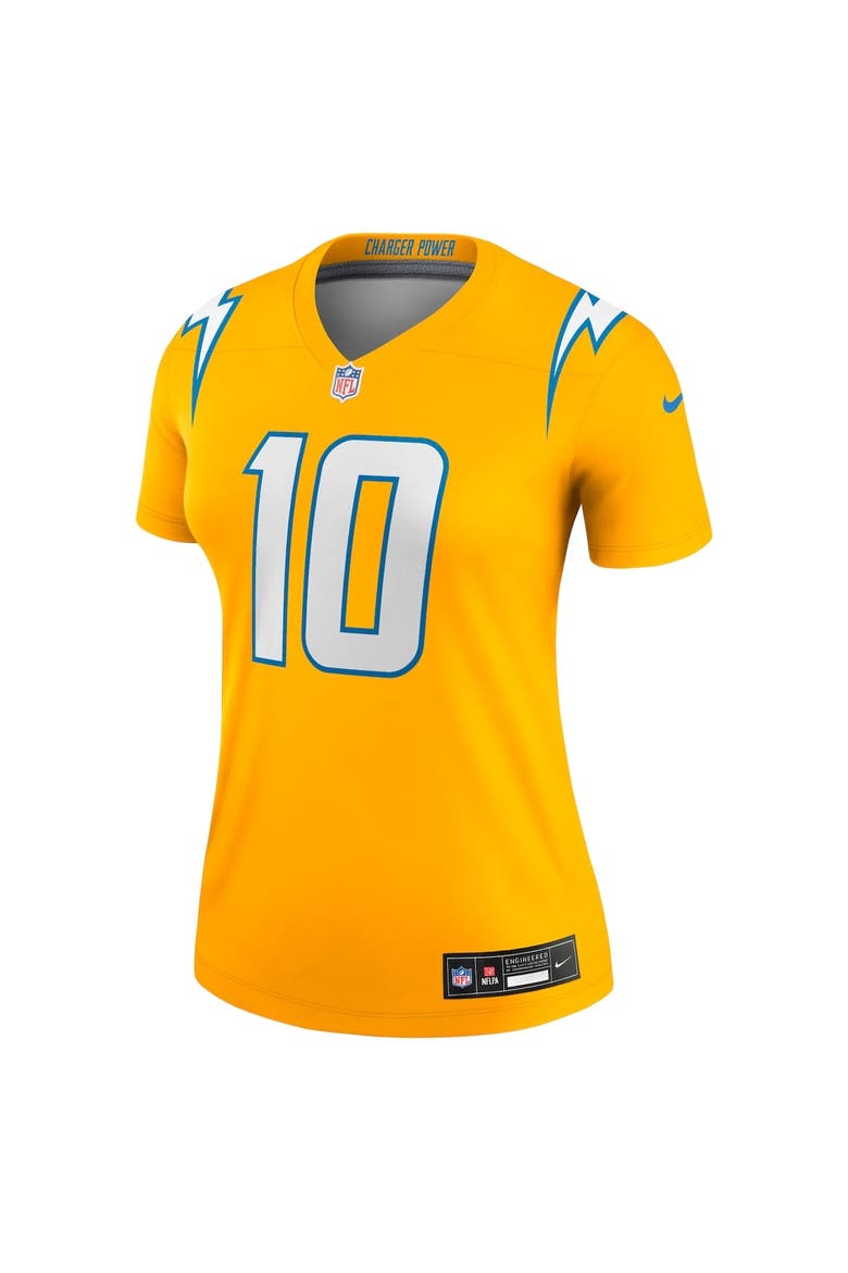 Women's Nike Justin Herbert Gold Los Angeles Chargers Alternate Charger Power Legend Player Performance Top, Alternate, color, Gold