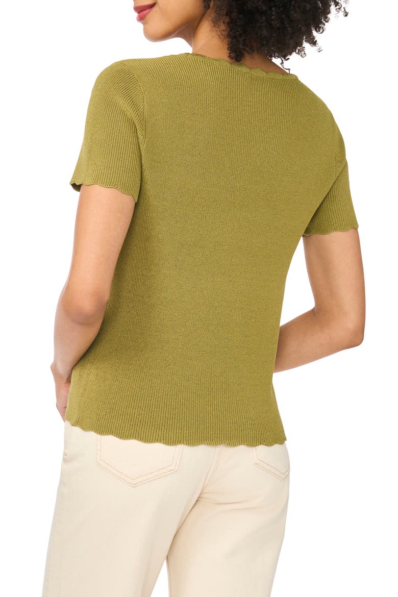 Scallop Rib Short Sleeve Knit Top, Alternate, color, LIGHT OLIVE