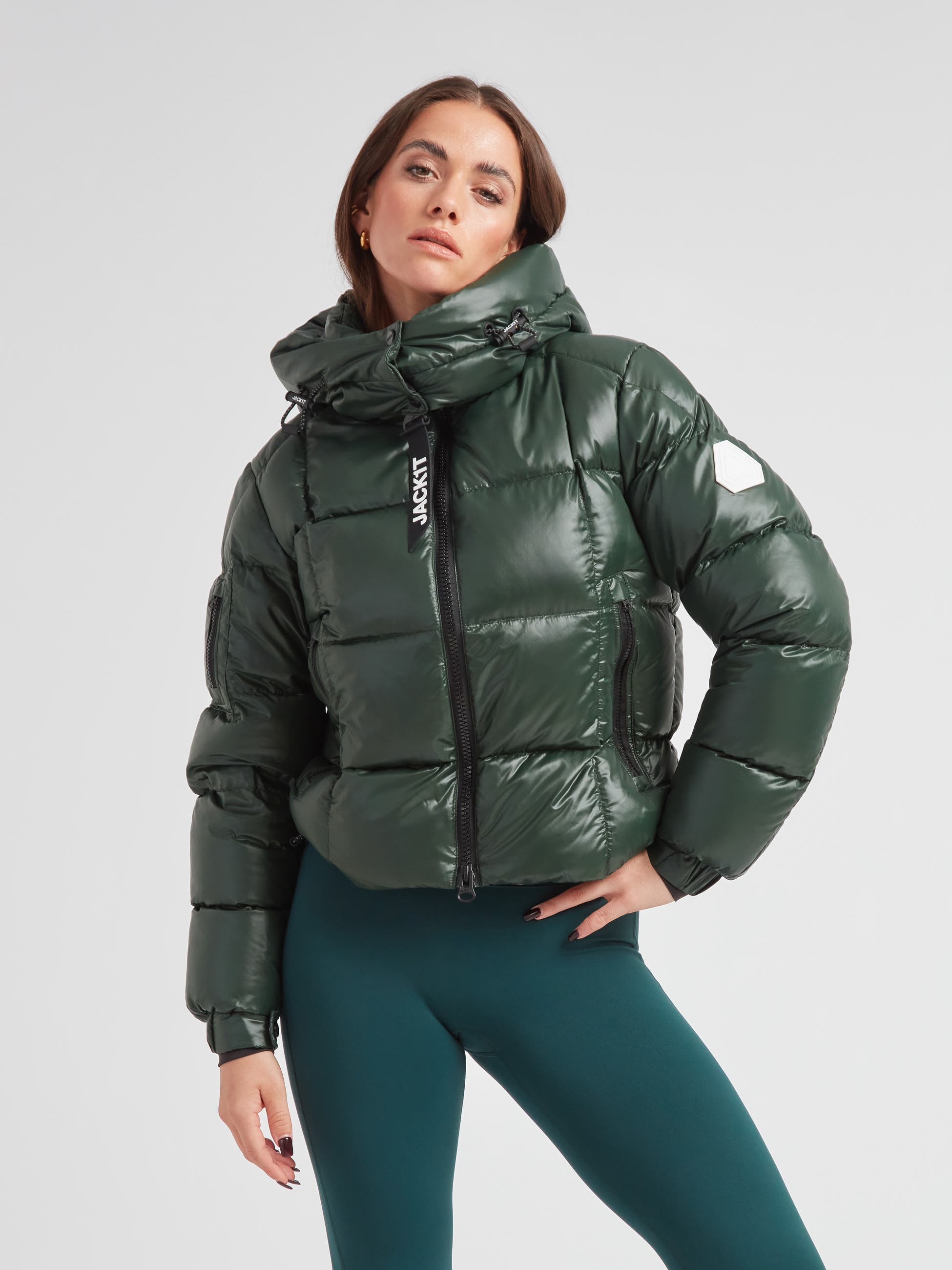EZ Boxed Hooded Cropped Puffer Coat - image 3