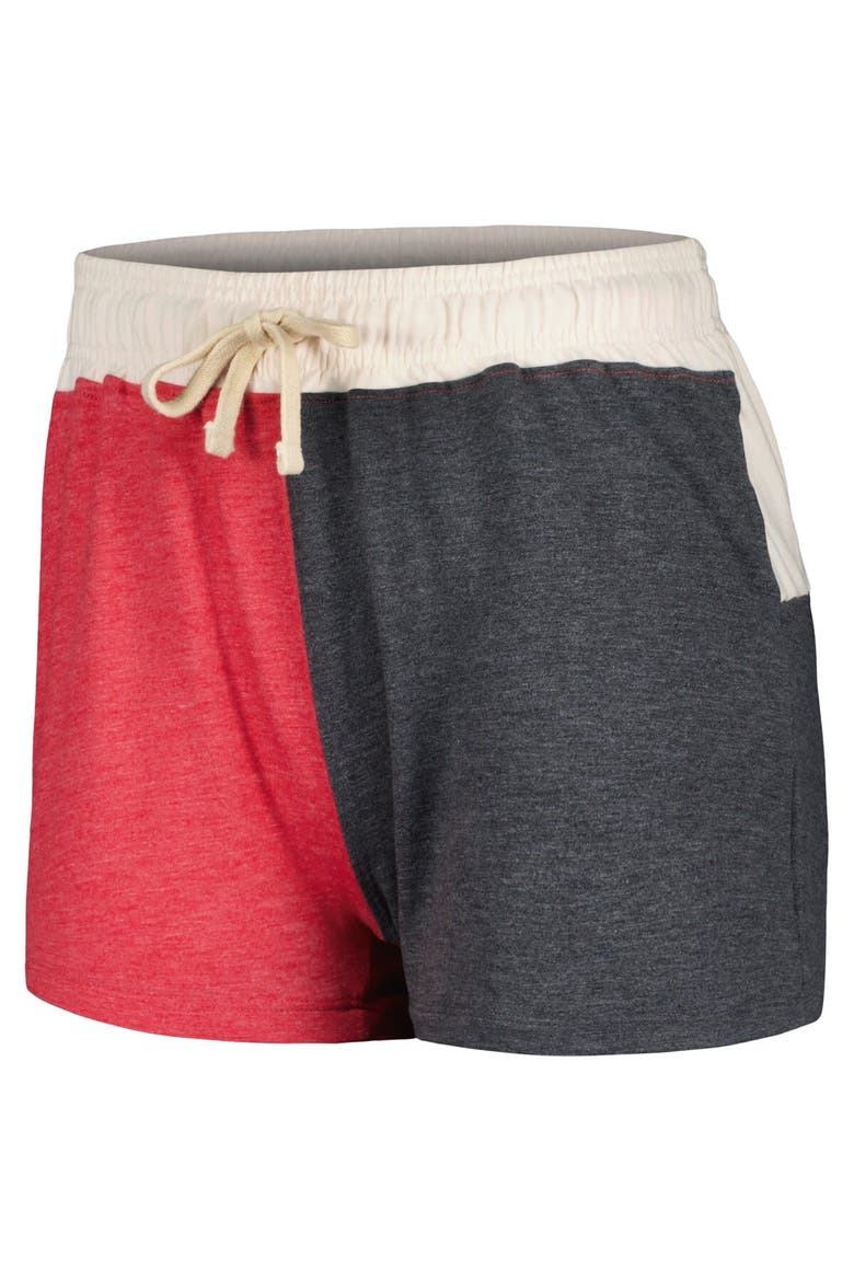 Women's Wes & Willy Cream Alabama Crimson Tide Colorblock Long Sleeve V-Neck T-Shirt and Shorts Set, Alternate, color, Cream
