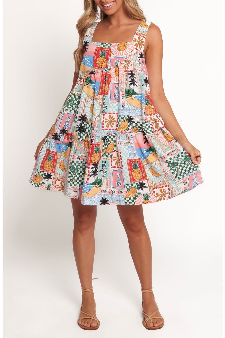 Rafaela Trapeze Minidress, Main, color, OFF WHITE MULTI