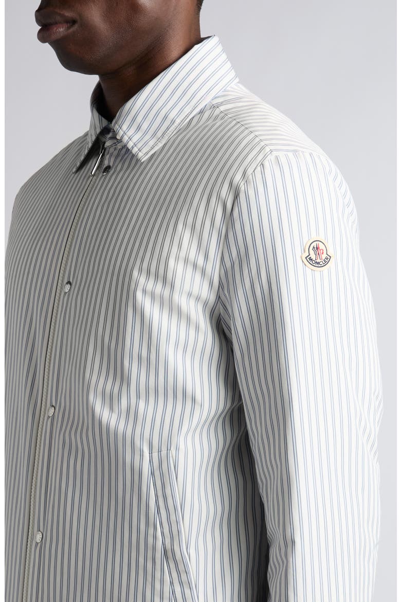 Crescent Padded Stripe Zip Shirt Jacket, Alternate, color, WHITE
