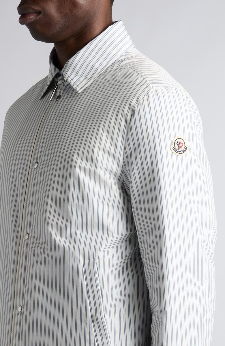 Moncler Crescent Padded Stripe Zip Shirt Jacket, Alternate, color,