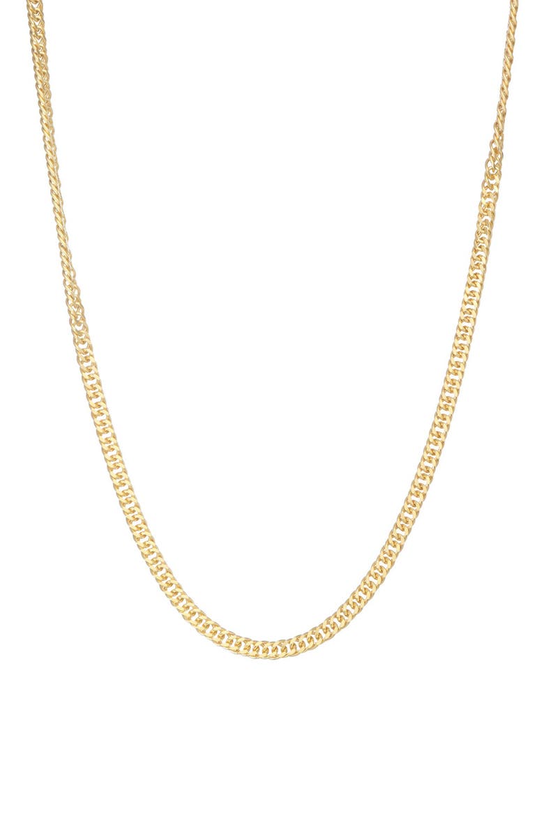 FZN 14K Gold Over Sterling Silver Double Curb Chain Necklace, Main, color, 