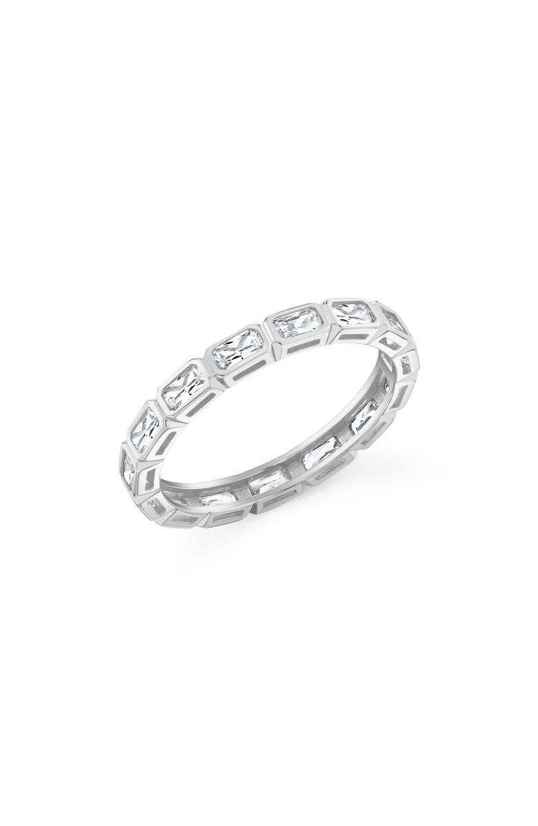 Crislu Baguette-Cut Cubic Zirconia Eternity Band Ring, Main, color, Pure Platinum / Clear Stone