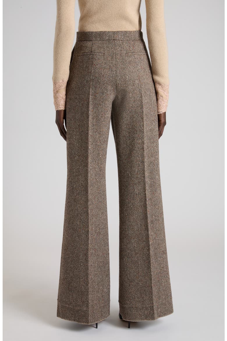 High Waist Virgin Wool Trousers, Alternate, color, IVORY/ BROWN