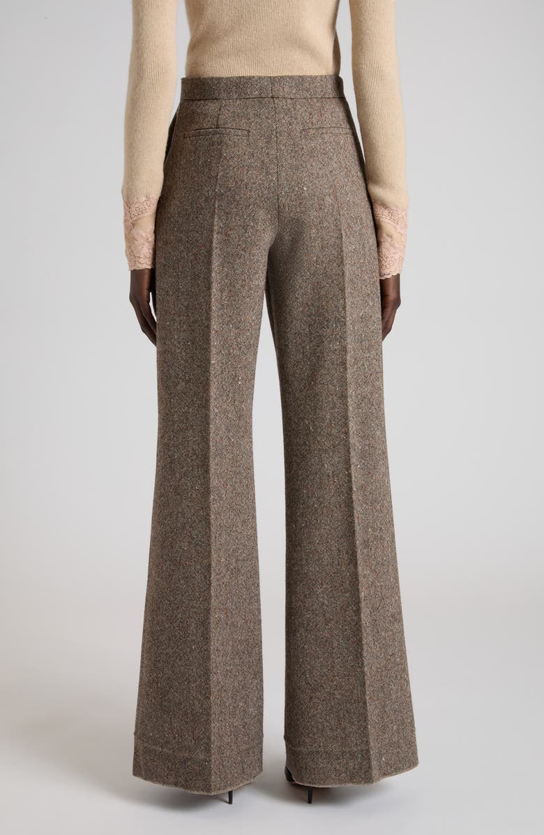 Valentino High Waist Virgin Wool Trousers, Alternate, color, Ivory/ Brown