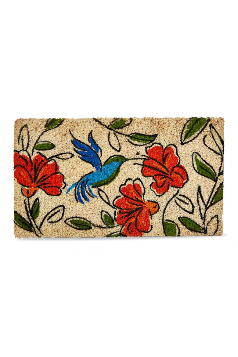 Sketched Hummingbird Coir Mat Multi Coir Everyday, Main, color, Red