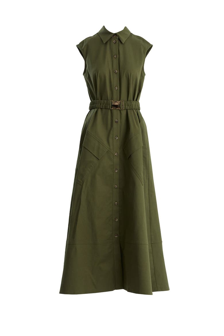 Green Sleeveless Shirt Dress, Main, color, Green
