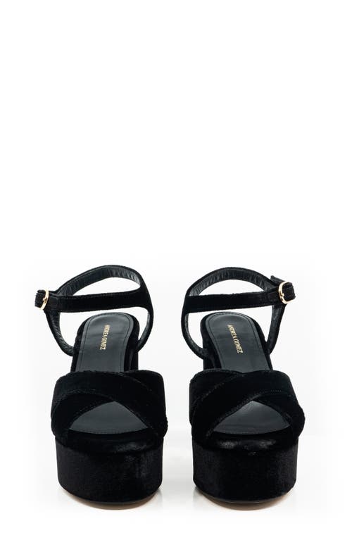 Andrea Gomez Bella Satin Platform Sandals In Black