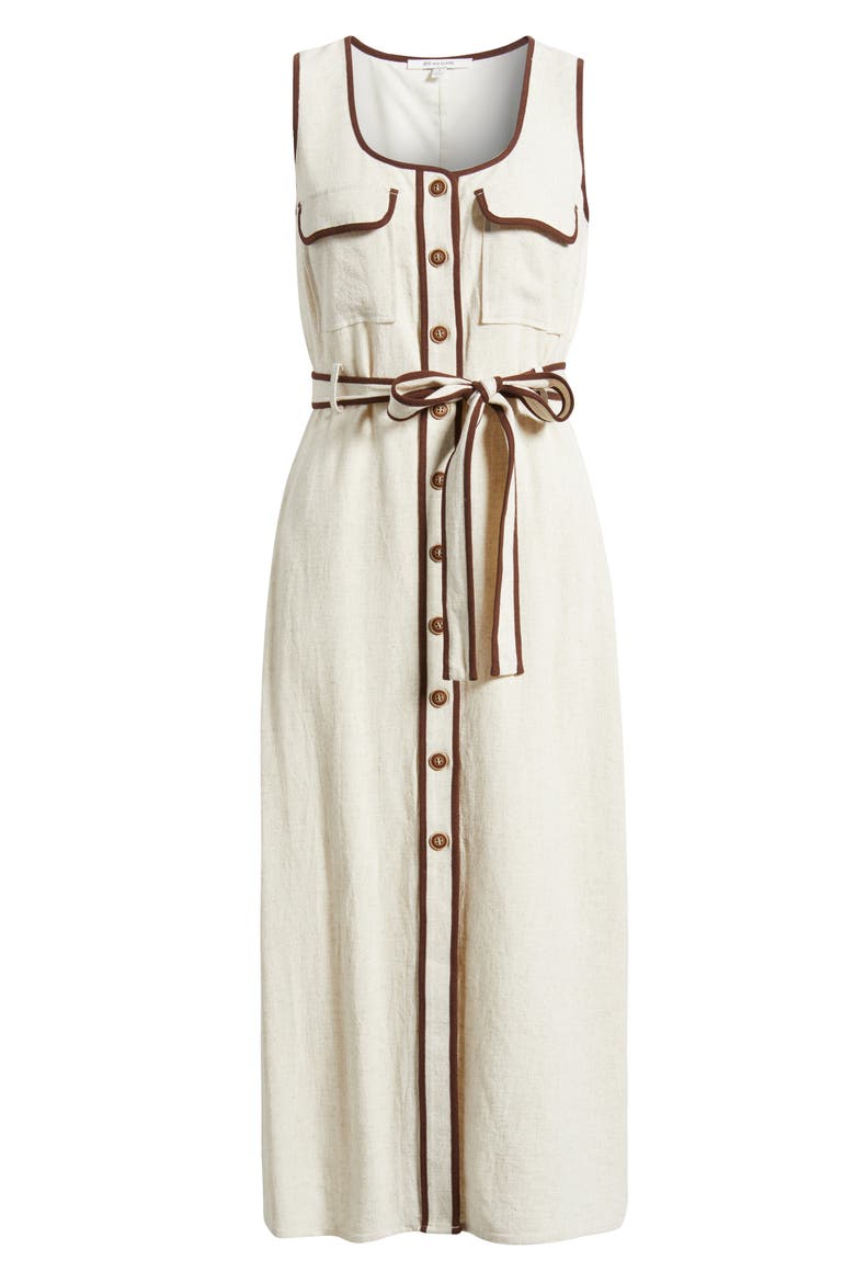 Contrast Piping Button-Up Dress, Alternate, color, SAND/ NAVY