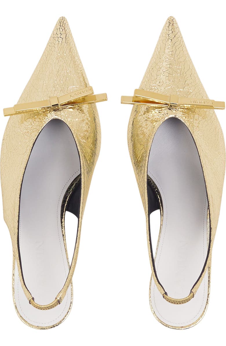 Lanvin BOW SLINGBACK PUMPS IN CRACKLED METALLIC LEATHER, Alternate, color,