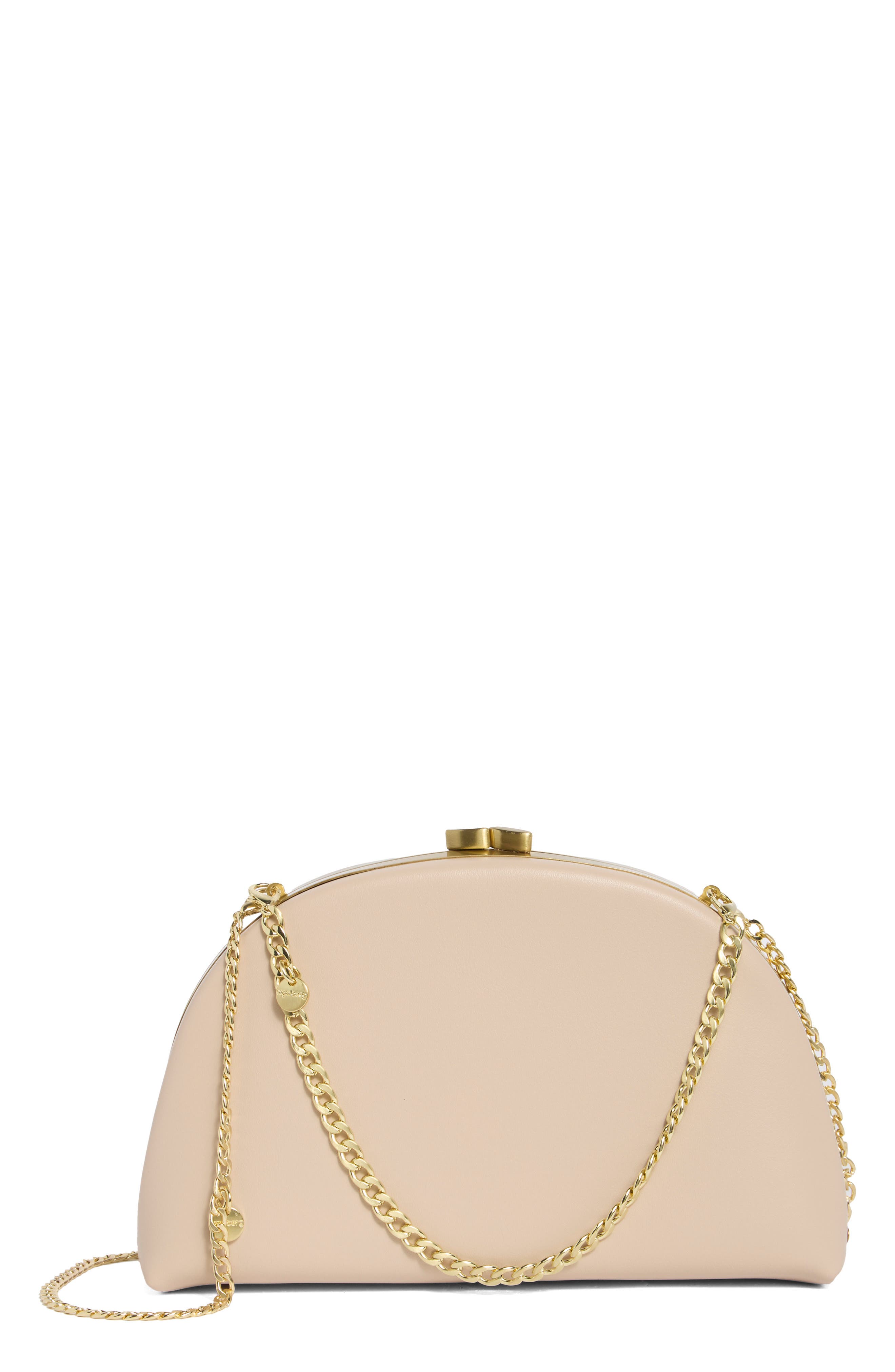 Celeste Curved Faux Leather Clutch, Main, color, NATURAL