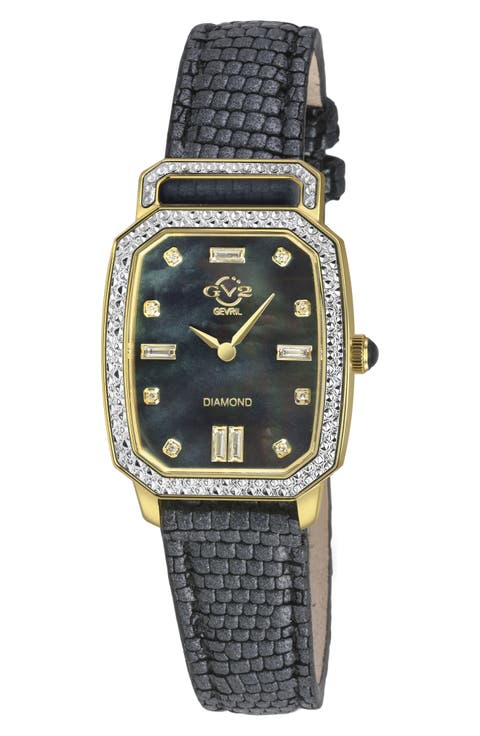 Pavia Diamond Leather Strap Watch, 25mm x 29mm