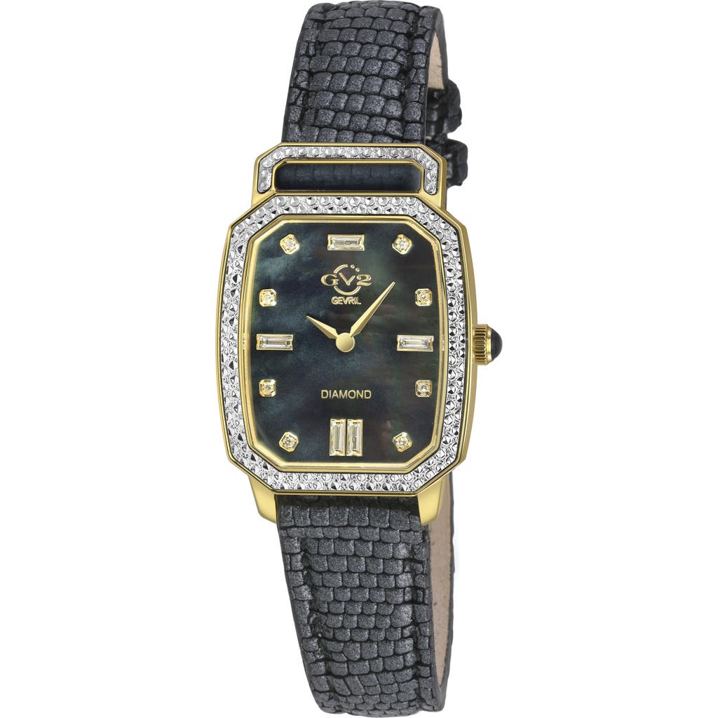 Gv2 Pavia Diamond Leather Strap Watch, 25mm X 29mm In Black