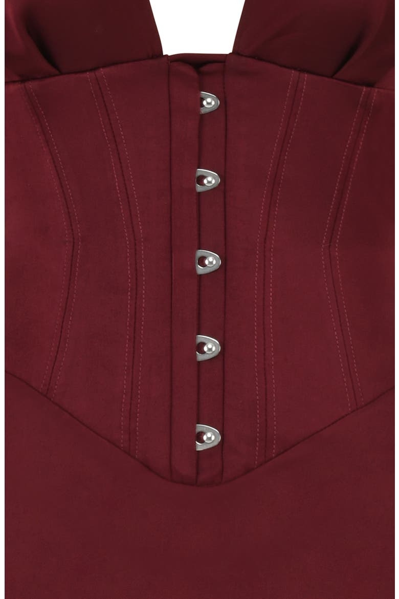Tianna Plunge Neck Corset Minidress, Alternate, color, WINE