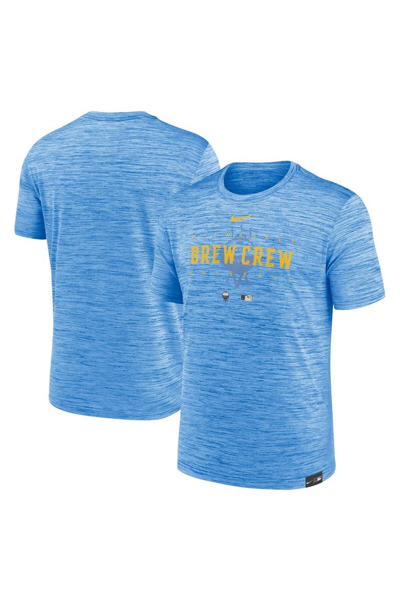 Men's Nike Powder Blue Milwaukee Brewers City Connect Velocity Practice Performance T-Shirt, Main, color, Powder Blue