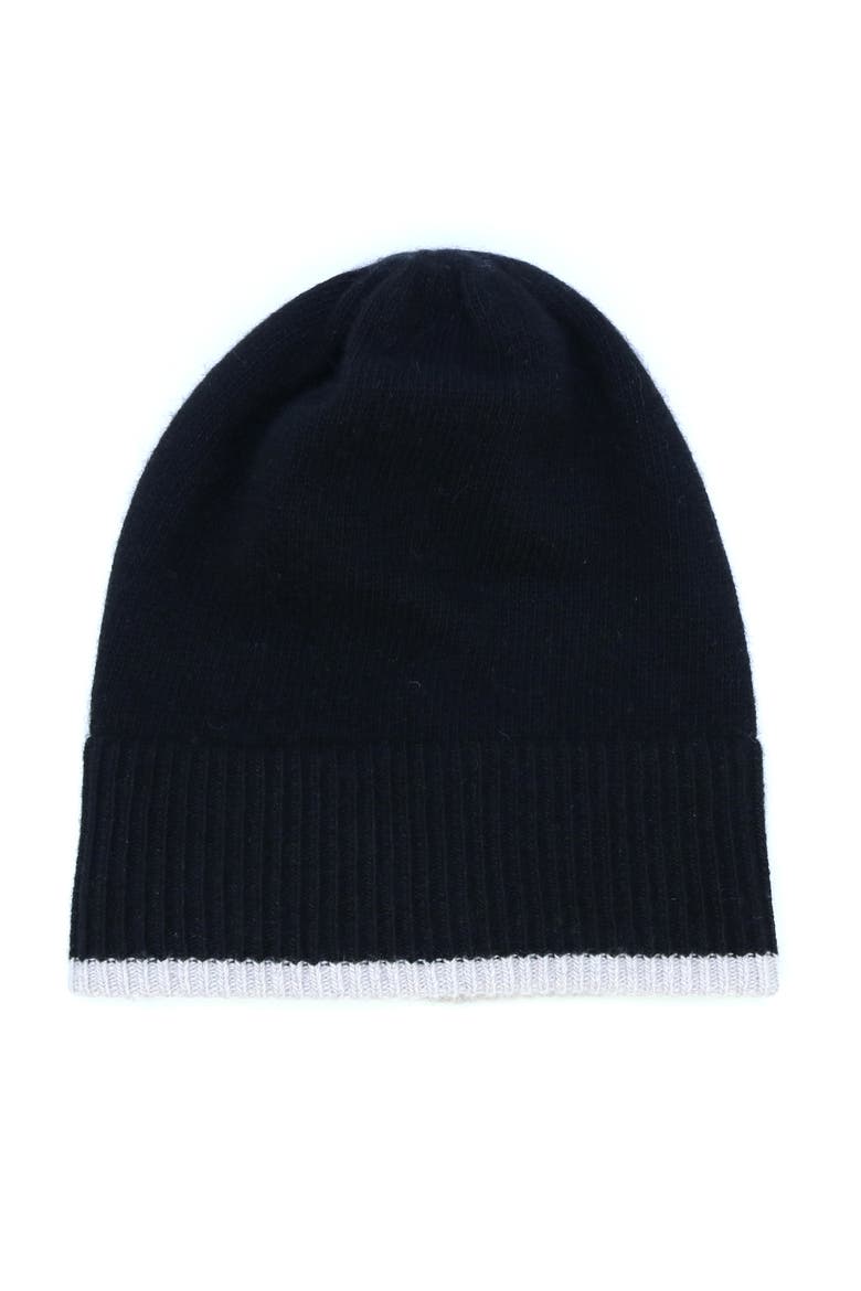 Cashmere beanie with contrast, Main, color, BLACK/LIGHT HEATHER GREY