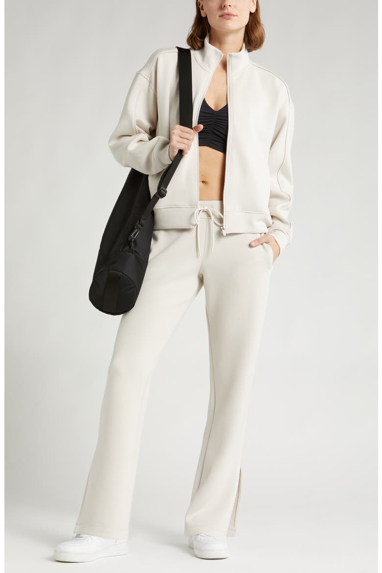 Level Set Straight Leg Slit Hem Track Pants, Alternate, color, GREY MOONBEAM