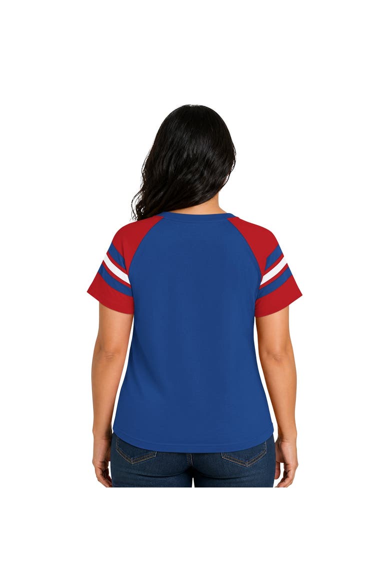 Women's Starter  Royal New England Patriots Plus Size Throwback Game On Notch Neck Raglan T-Shirt, Alternate, color, Royal