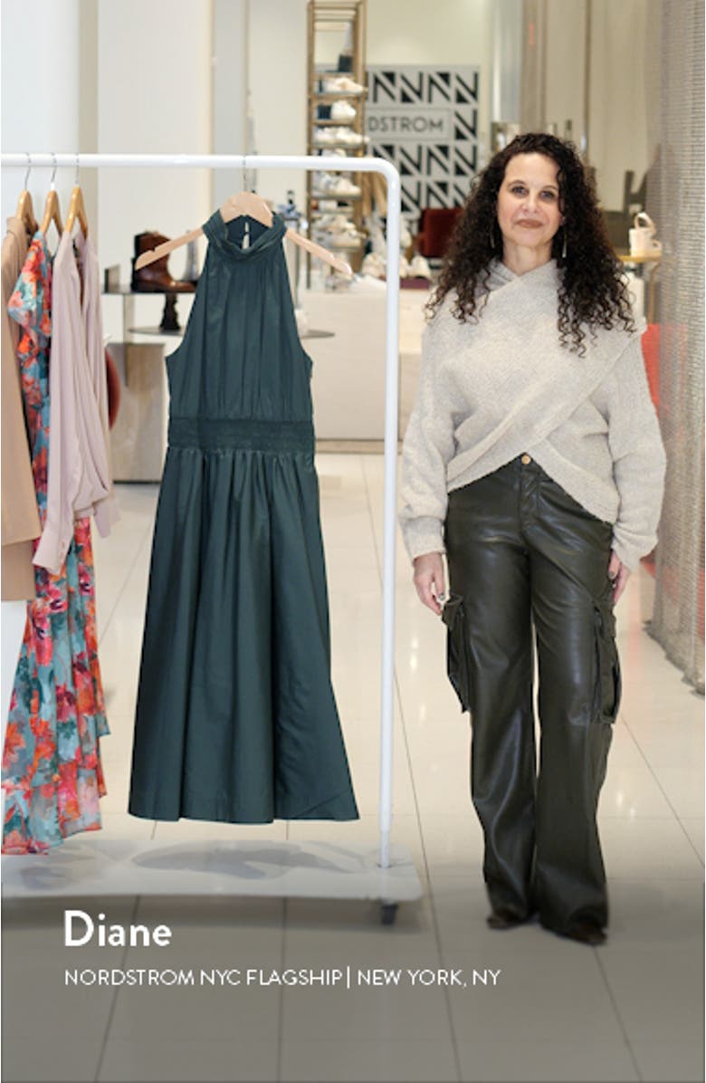 Kinny Smocked Cotton Blend Midi Dress, sales video thumbnail