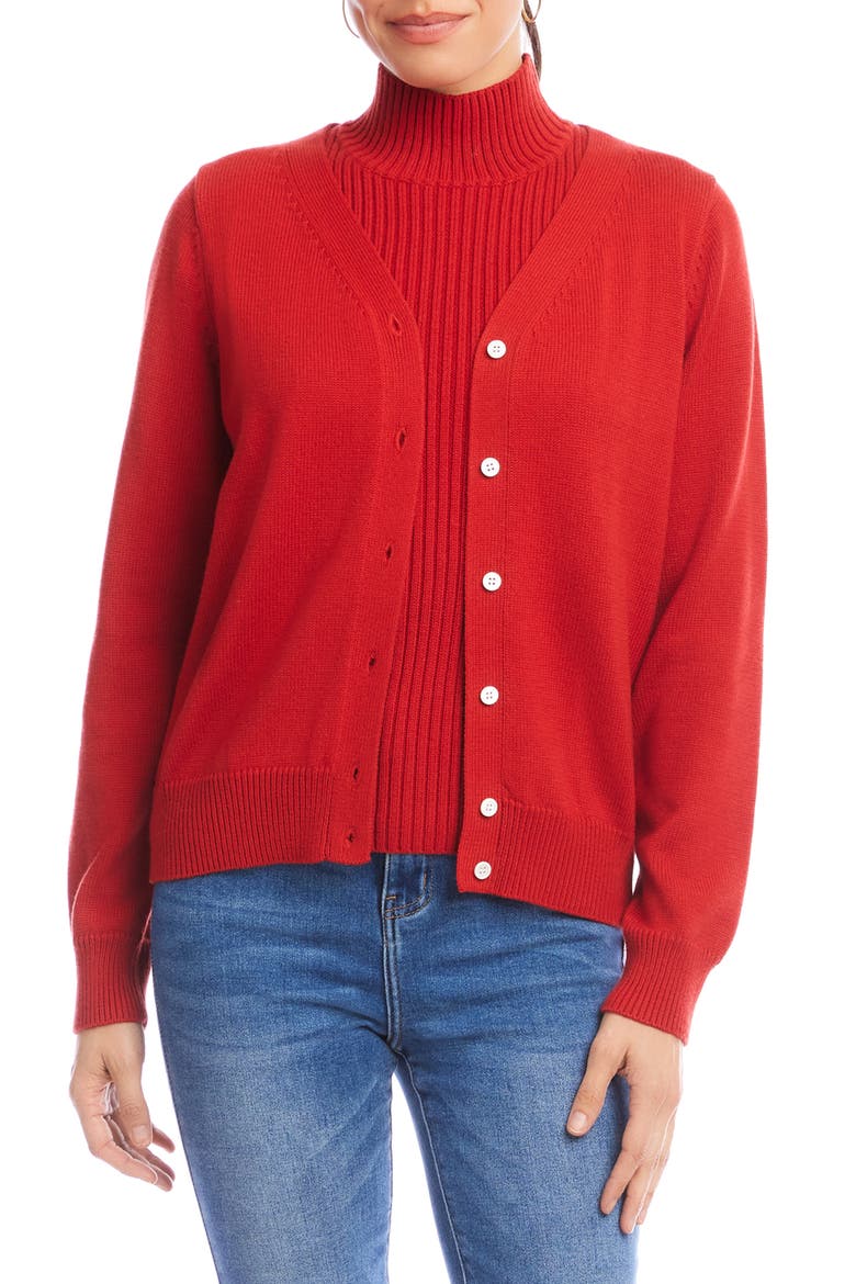 V-Neck Cardigan, Main, color, TOMATO RED