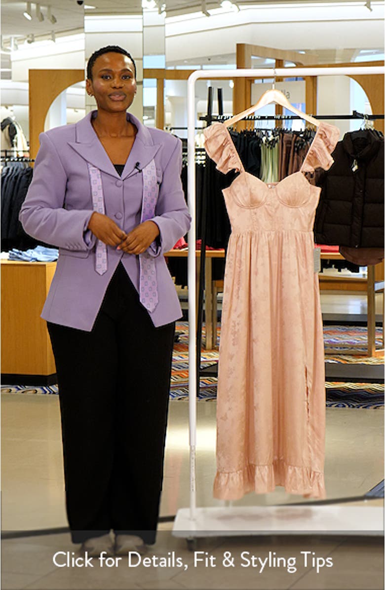 Flutter Sleeve Embossed Satin Sundress, sales video thumbnail